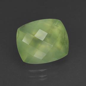 5.29カラットの天然Medium Green プレナイト（12×10 mm・クッションカット）