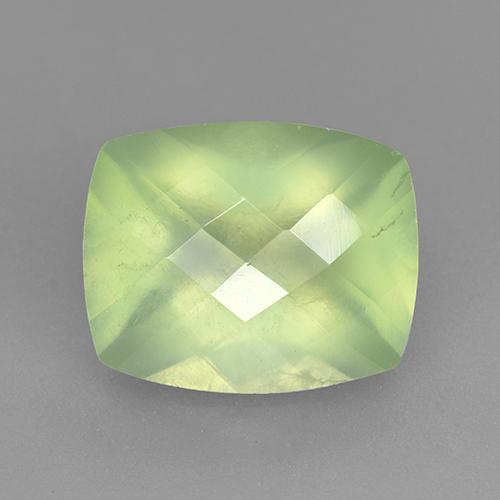 5.37カラットの天然グリーンプレナイト、クッションカット、半透明