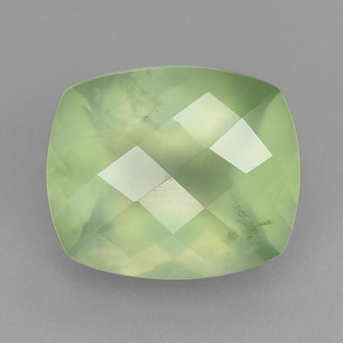 5.41カラットの天然Pale Lime Green プレナイト（12×10.1 mm・クッションカット）