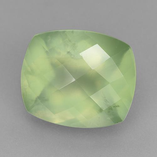 5.41カラットの天然Pale Lime Green プレナイト（12×10.1 mm・クッションカット）