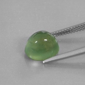 4.19カラットの天然グリーンプレナイト（9.8×7.9 mm・透明）