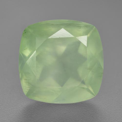 6.90カラットの天然薄いライムグリーンプレナイト（12×12 mm・クッションカット）