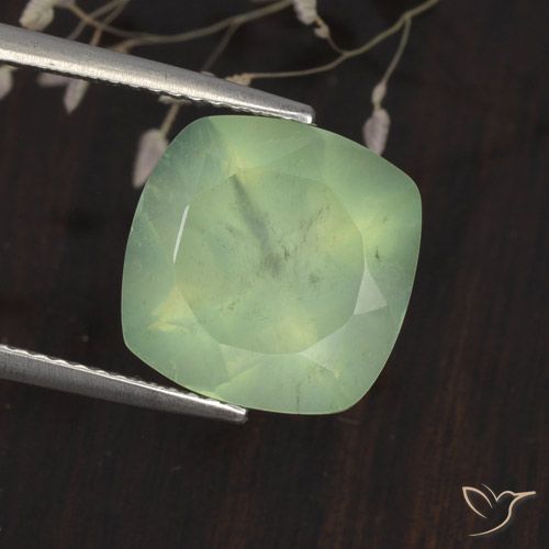 6.75ct 天然 Light Yellow Green  プレナイト, クッション, 半透明