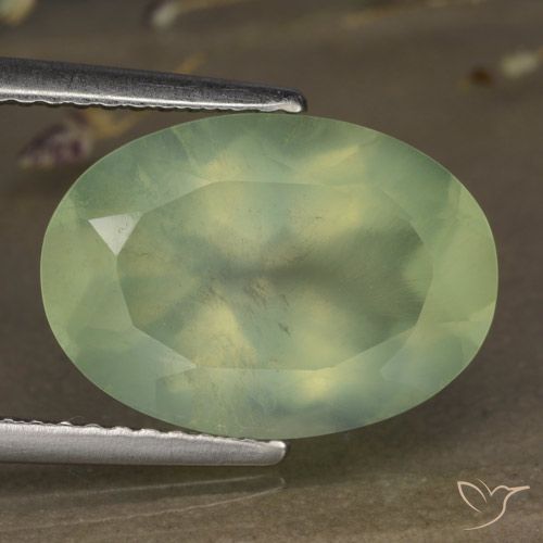 5.88ct 天然 Medium Green  プレナイト, 楕円形, 透明/半透明