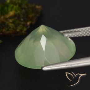 9.21カラットの天然Pale Lime Green プレナイト、ラウンドカット、半透明