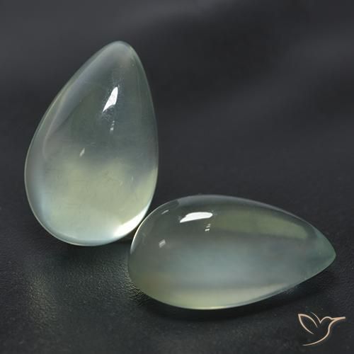 6.55ctw 天然 Light Yellow Green  プレナイト, 洋梨の形, 透明
