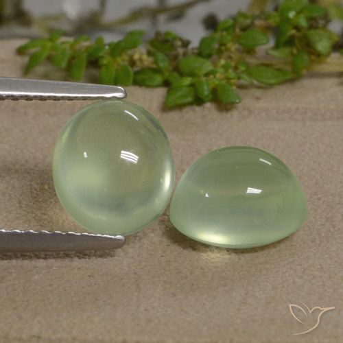 5.20ctw 天然 Yellow Green  プレナイト, 楕円形, 半透明