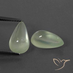 6.20ctw 天然 Pale Yellowish Green    プレナイト, 洋梨の形, 透明/半透明