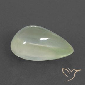 3.98カラットの天然Warm Green    プレナイト、洋梨の形、透明/半透明