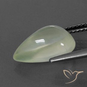3.98カラットの天然Warm Green    プレナイト、洋梨の形、透明/半透明