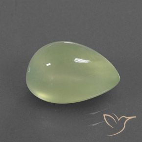 4.35カラットの天然Pale Pear Green プレナイト、洋梨の形、透明/半透明