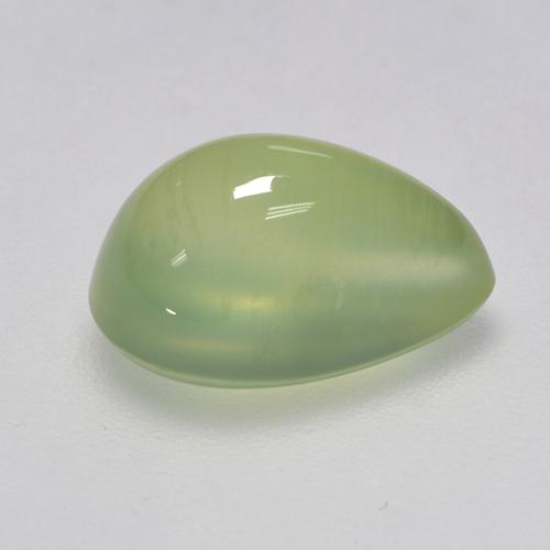 3.11カラットの天然Pale Pear Green プレナイト（10.8×7.1 mm・洋梨の形）