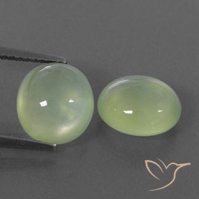 6.96ctw 天然 Medium Green  プレナイト, 楕円形, 透明/半透明