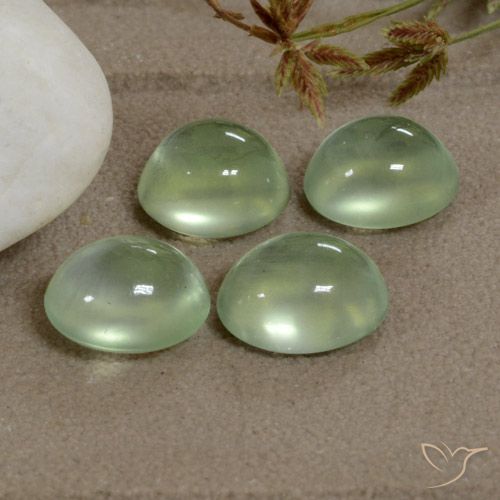 5.20ctw 天然 Very Light Green  プレナイト, 楕円形, 透明