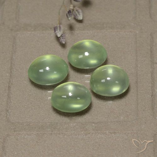 8.03ctw 天然 Very Light Green  プレナイト, 楕円形, 透明/半透明