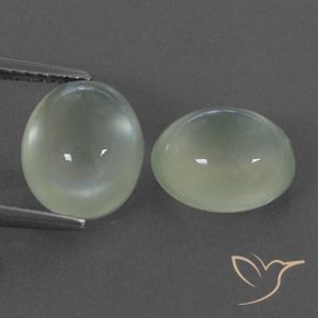 6.21ctw 天然 Light Green  プレナイト, 楕円形, 透明/半透明