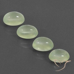 6.39ctw 天然 Pale Pear Green  プレナイト, 楕円形, 透明/半透明