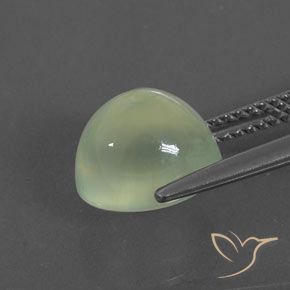 4.44カラットの天然Yellow Green プレナイト、楕円形、透明/半透明