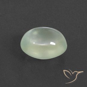 2.92カラットの天然Light Yellowish Green プレナイト、楕円形、透明/半透明