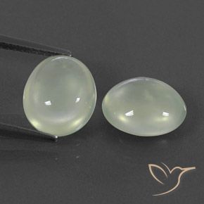 5.53ctw 天然 Olive Green  プレナイト, 楕円形, 透明/半透明