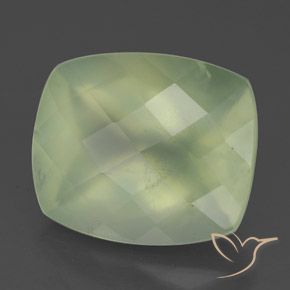 5.58カラットの天然Light Green プレナイト（12×10 mm・クッションカット）