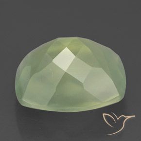 5.58カラットの天然Light Green プレナイト（12×10 mm・クッションカット）