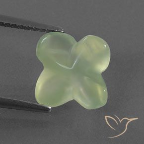 3.40ct 天然 Pale Green  プレナイト, フラワーカット, 透明/半透明