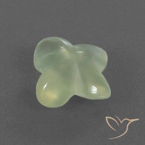 3.40カラットの天然Pale Green プレナイト、フラワーカット、透明/半透明