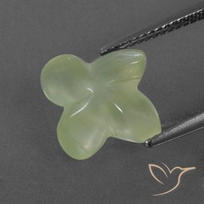 5.10カラットの天然Pale Pear Green プレナイト、フラワーカット、透明/半透明