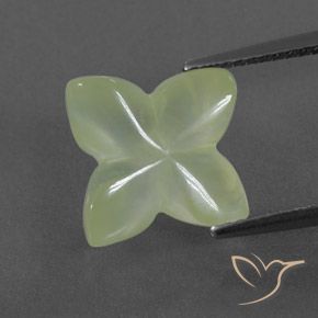 5.43ct 天然 Pale Green  プレナイト, フラワーカット, 透明/半透明
