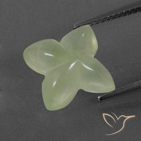 5.43カラットの天然Pale Green プレナイト、フラワーカット、透明/半透明