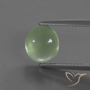 4.03ct 天然 イエローグリーン プレナイト, 楕円形, 透明