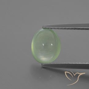 2.14ct 天然 非常に薄い緑 プレナイト, 楕円形, 透明/半透明