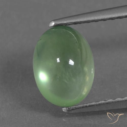 2.14ct 天然 ミディアムグリーン プレナイト, 楕円形, 透明