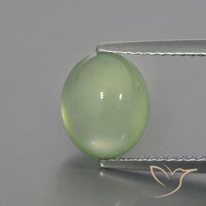 3.72ct 天然 薄いライムグリーン プレナイト, 楕円形, 透明/半透明