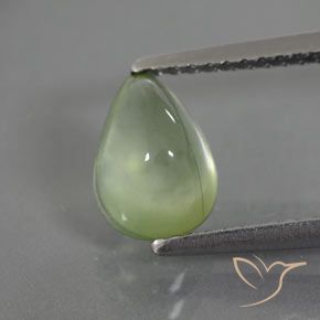 1.64ct 天然 薄いペアーグリーン プレナイト, 洋梨の形, 透明/半透明