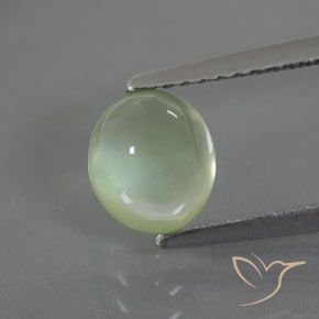 1.67ct 天然 薄いペアーグリーン プレナイト, 楕円形, 透明/半透明