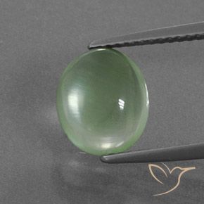 3.17ct 天然 薄いペアーグリーン プレナイト, 楕円形, 透明