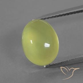 4.31ct 天然 ライトグリーンがかったイエロー プレナイト, 楕円形, 透明/半透明
