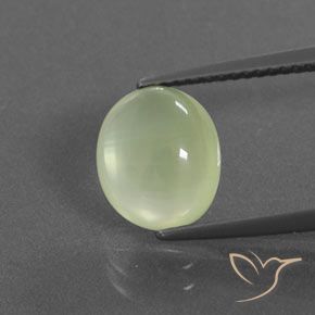 2.95ct 天然 灰色がかった緑 プレナイト, 楕円形, 透明/半透明