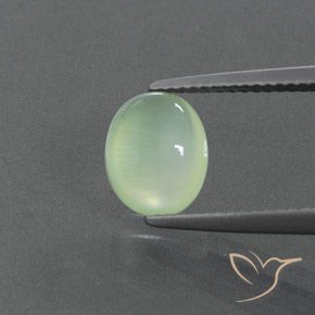 2.21ct 天然 薄いペアーグリーン プレナイト, 楕円形, 透明/半透明