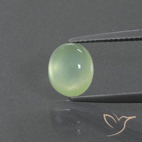 2.34ct 天然 ライトイエローがかったグリーン プレナイト, 楕円形, 透明/半透明