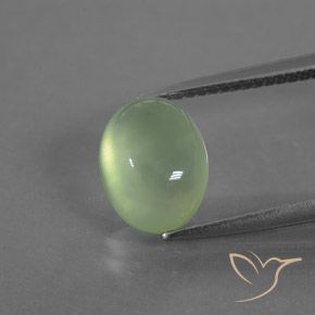 3.45ct 天然 薄いペアーグリーン プレナイト, 楕円形, 透明/半透明