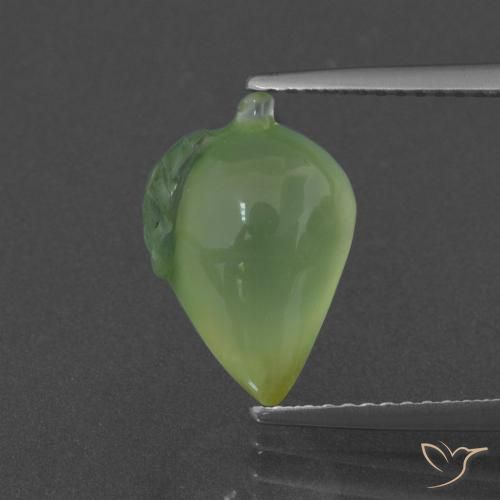 5.23ct 天然 ウォームグリーン プレナイト, ファンシー, 半透明