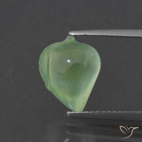 5.26ct 天然 薄いペアーグリーン プレナイト, ファンシー, 半透明