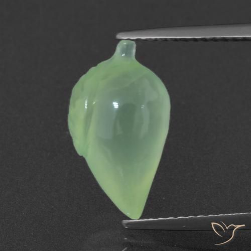 5.55ct 天然 ミディアムグリーン プレナイト, ファンシー, 半透明