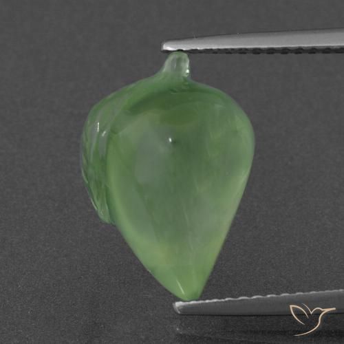 8.08ct 天然 黄みがかったグリーン プレナイト, ファンシー, 半透明