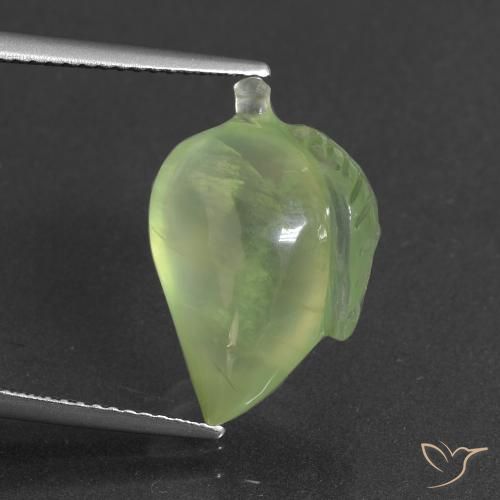 10.11ct 天然 黄みがかったグリーン プレナイト, ファンシー, 半透明