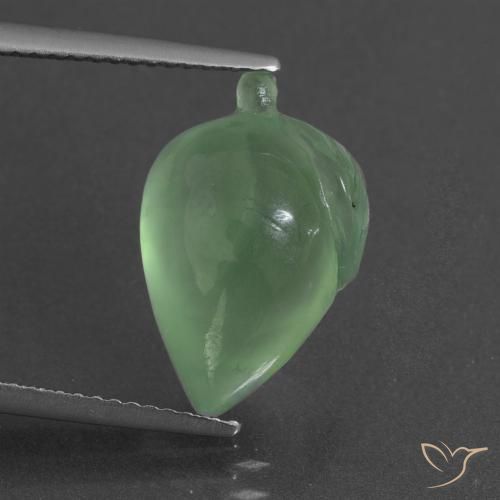 8.48ct 天然 ウォームグリーン プレナイト, ファンシー, 半透明