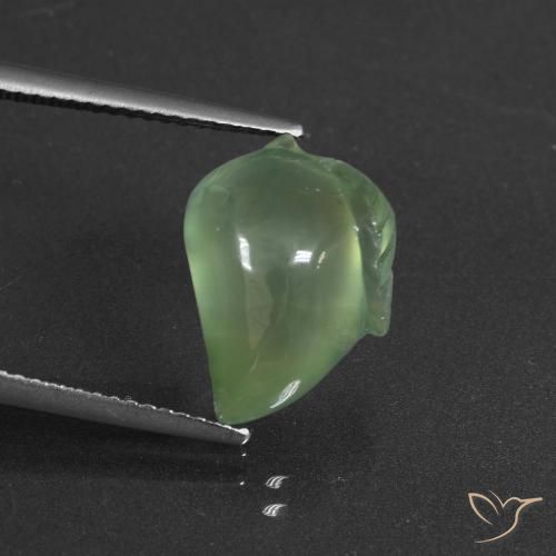 7.74ct 天然 ペアーグリーン プレナイト, ファンシー, 半透明